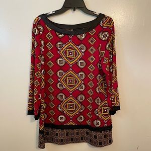 INC size Large women blouse, multi color, used, polyester and spandex